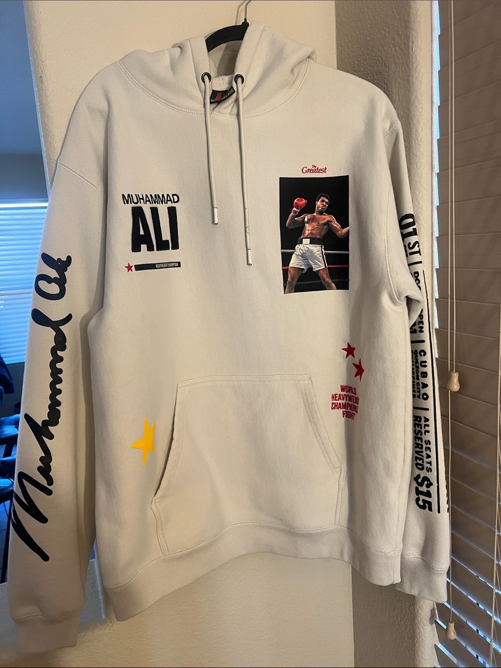 Muhammad Ali Graphic White Hoodie - Branded Men Sweater